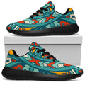 Teal Bohemian Mandala Pattern Print Walking Shoes