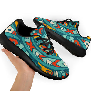 Teal Bohemian Mandala Pattern Print Sport Shoes GearFrost