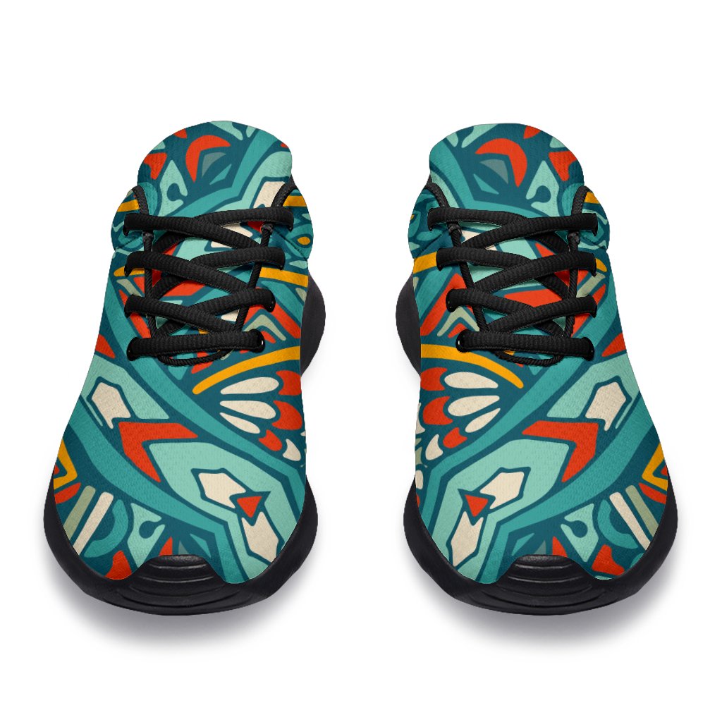 Teal Bohemian Mandala Pattern Print Sport Shoes GearFrost