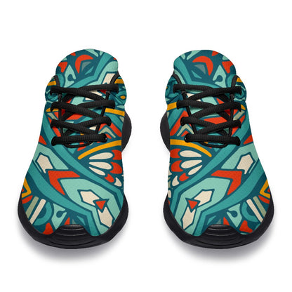Teal Bohemian Mandala Pattern Print Sport Shoes GearFrost