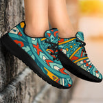 Teal Bohemian Mandala Pattern Print Sport Shoes GearFrost