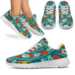 Teal Bohemian Mandala Pattern Print Sport Shoes GearFrost