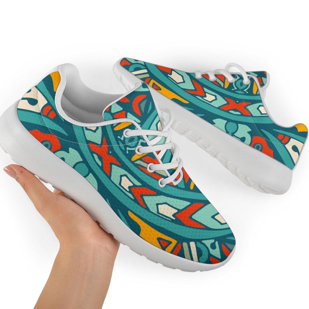 Teal Bohemian Mandala Pattern Print Sport Shoes GearFrost