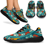 Teal Bohemian Mandala Pattern Print Sport Shoes GearFrost