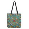 Teal Bohemian Mandala Pattern Print Tote Bag