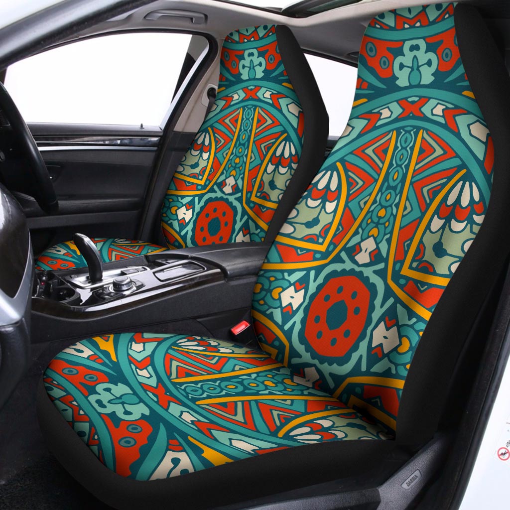 Teal Bohemian Mandala Pattern Print Universal Fit Car Seat Covers
