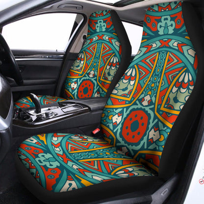Teal Bohemian Mandala Pattern Print Universal Fit Car Seat Covers