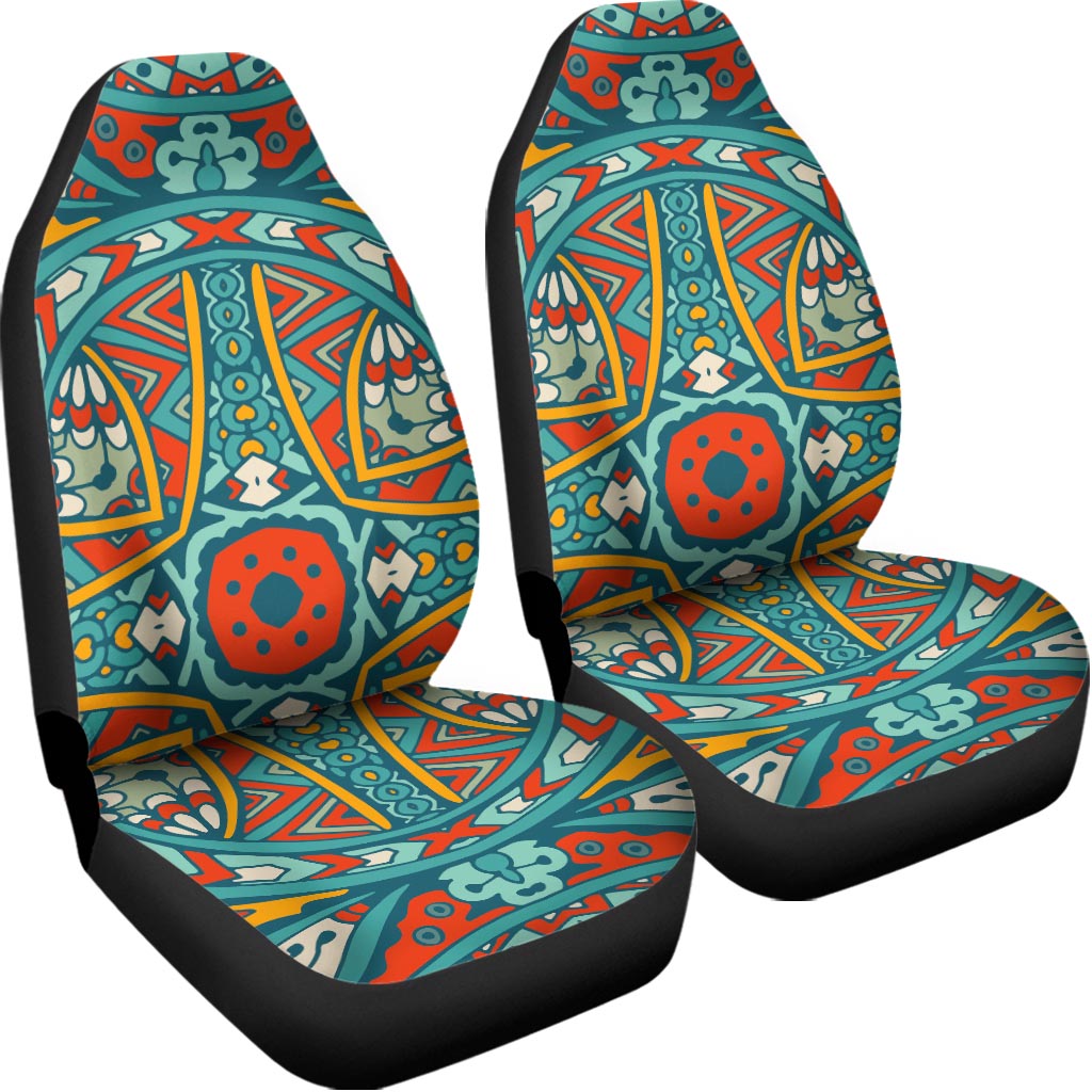 Teal Bohemian Mandala Pattern Print Universal Fit Car Seat Covers