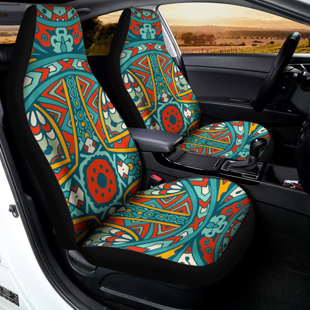 Teal Bohemian Mandala Pattern Print Universal Fit Car Seat Covers