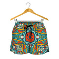 Teal Bohemian Mandala Pattern Print Women's Shorts