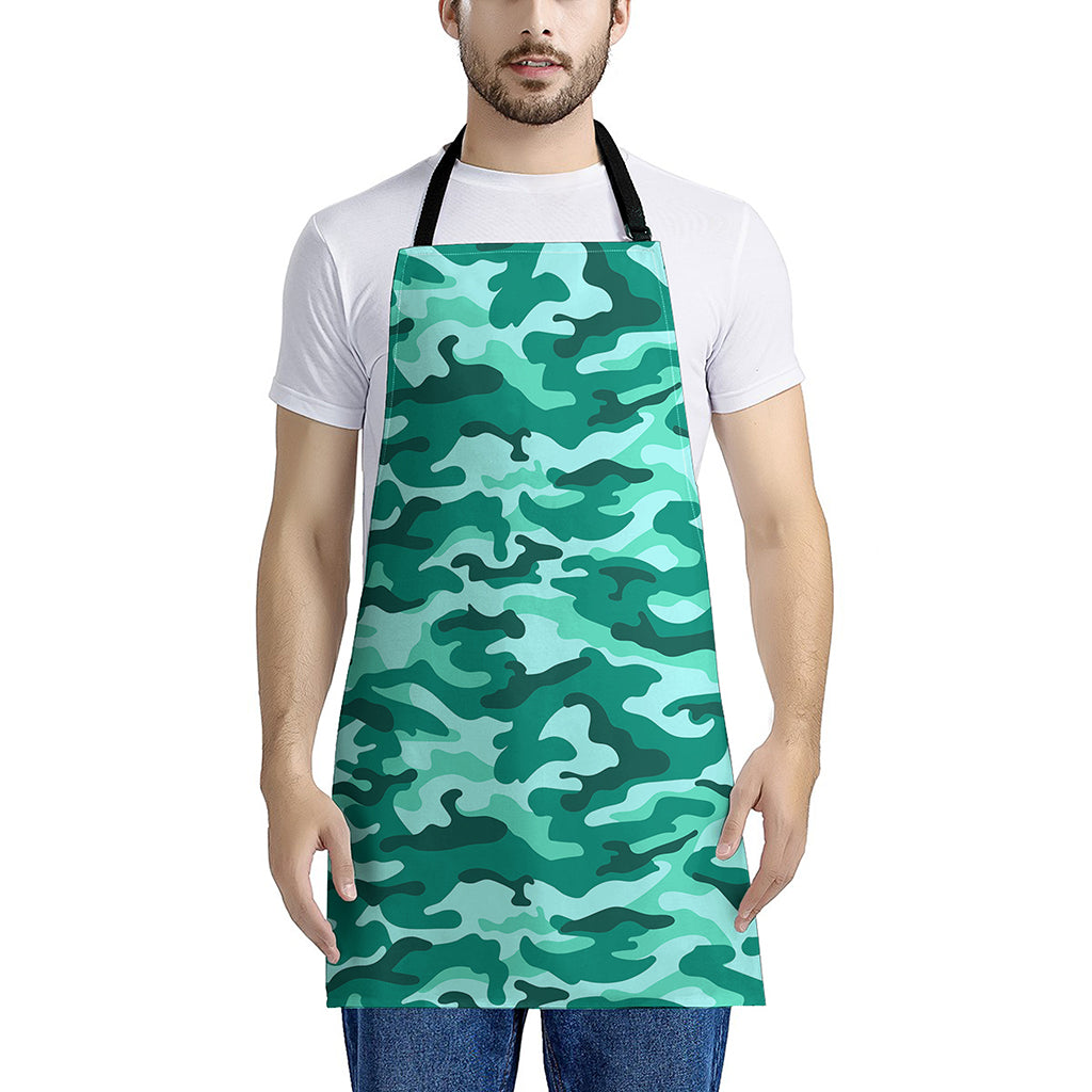 Teal Camouflage Print Apron