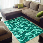 Teal Camouflage Print Area Rug GearFrost