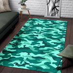 Teal Camouflage Print Area Rug GearFrost