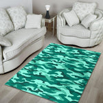 Teal Camouflage Print Area Rug GearFrost