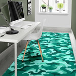 Teal Camouflage Print Area Rug GearFrost