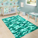 Teal Camouflage Print Area Rug GearFrost