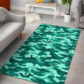 Teal Camouflage Print Floor Mat