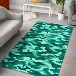 Teal Camouflage Print Area Rug GearFrost