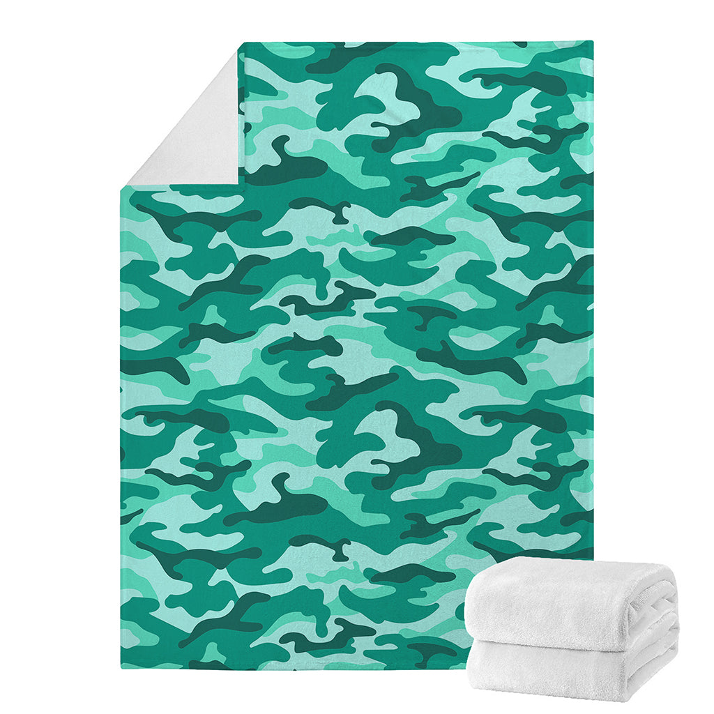 Teal Camouflage Print Blanket
