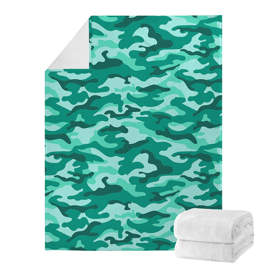 Teal Camouflage Print Blanket