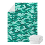 Teal Camouflage Print Blanket