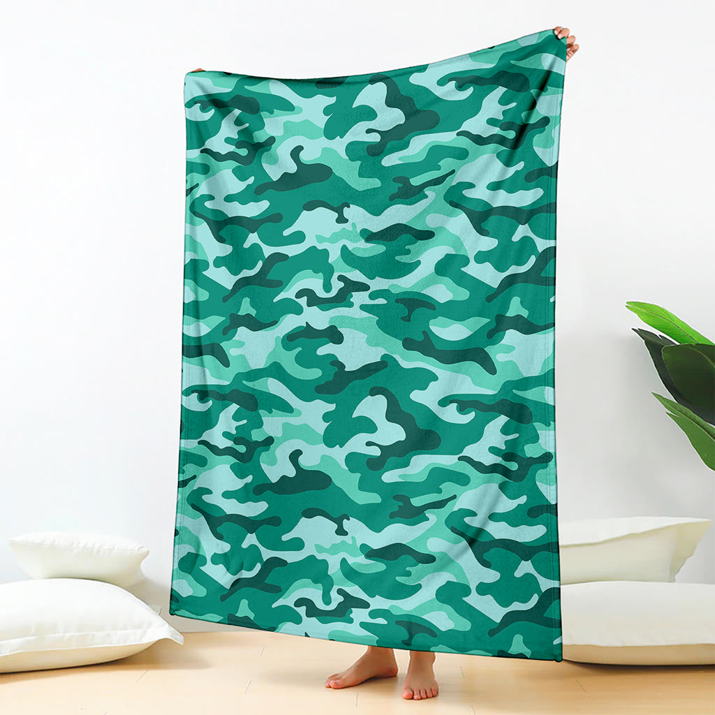 Teal Camouflage Print Blanket