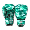 Teal Camouflage Print Boxing Gloves