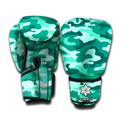 Teal Camouflage Print Boxing Gloves
