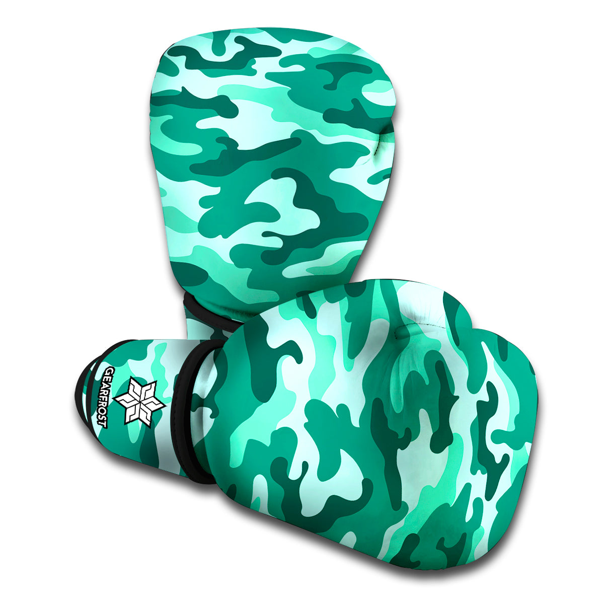 Teal Camouflage Print Boxing Gloves