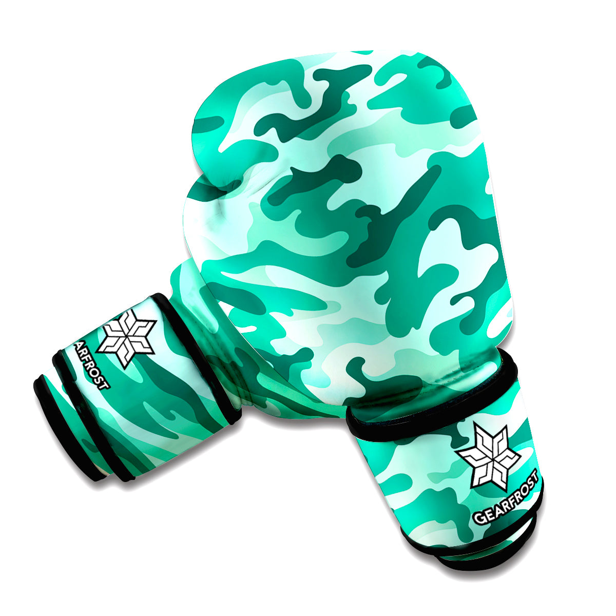 Teal Camouflage Print Boxing Gloves