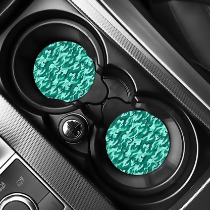 Teal Camouflage Print Car Coasters