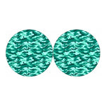 Teal Camouflage Print Car Coasters