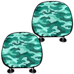 Teal Camouflage Print Car Headrest Covers