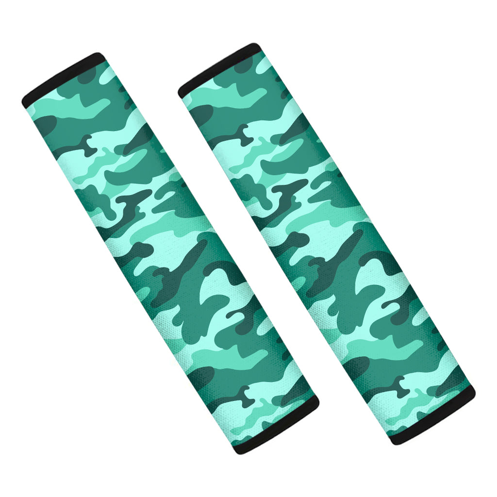 Teal Camouflage Print Car Seat Belt Covers
