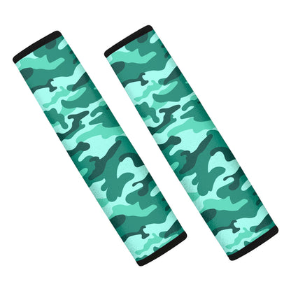 Teal Camouflage Print Car Seat Belt Covers