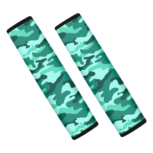 Teal Camouflage Print Car Seat Belt Covers