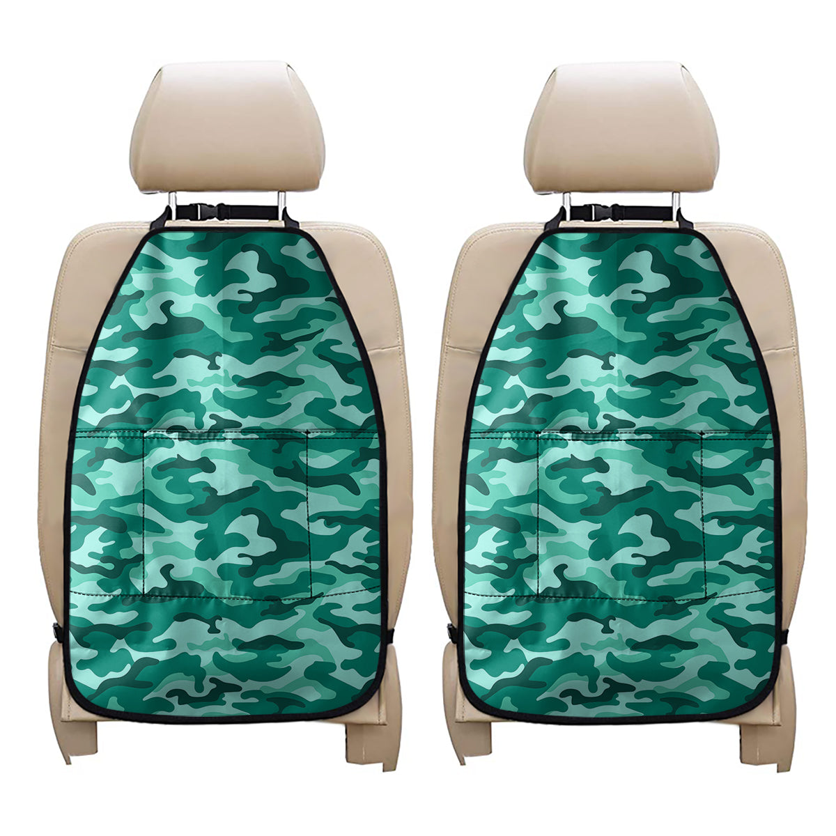 Teal Camouflage Print Car Seat Organizers