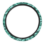 Teal Camouflage Print Car Steering Wheel Cover