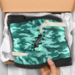 Teal Camouflage Print Comfy Boots GearFrost