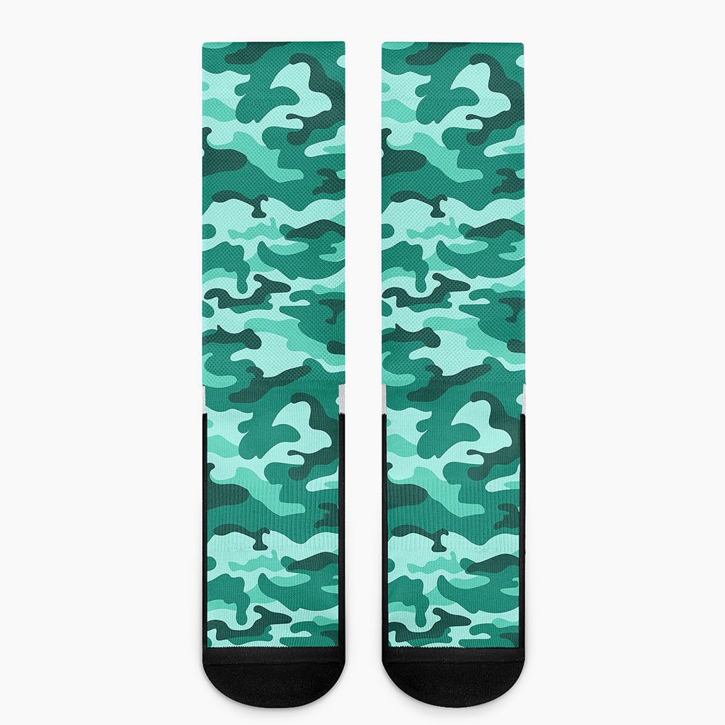 Teal Camouflage Print Crew Socks