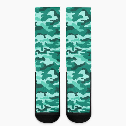 Teal Camouflage Print Crew Socks