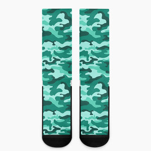 Teal Camouflage Print Crew Socks