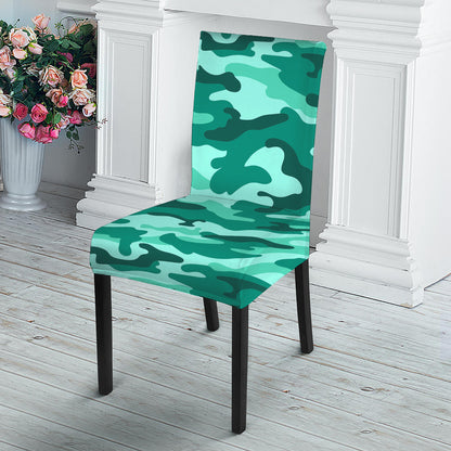 Teal Camouflage Print Dining Chair Slipcover