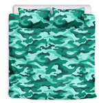 Teal Camouflage Print Duvet Cover Bedding Set
