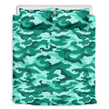 Teal Camouflage Print Duvet Cover Bedding Set