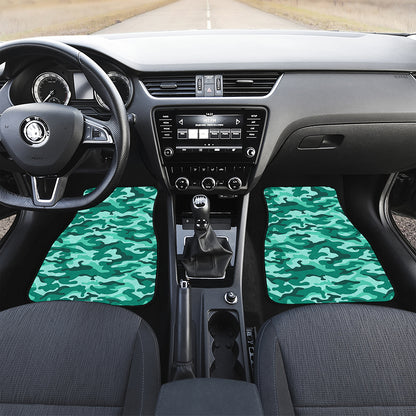 Teal Camouflage Print Front and Back Car Floor Mats
