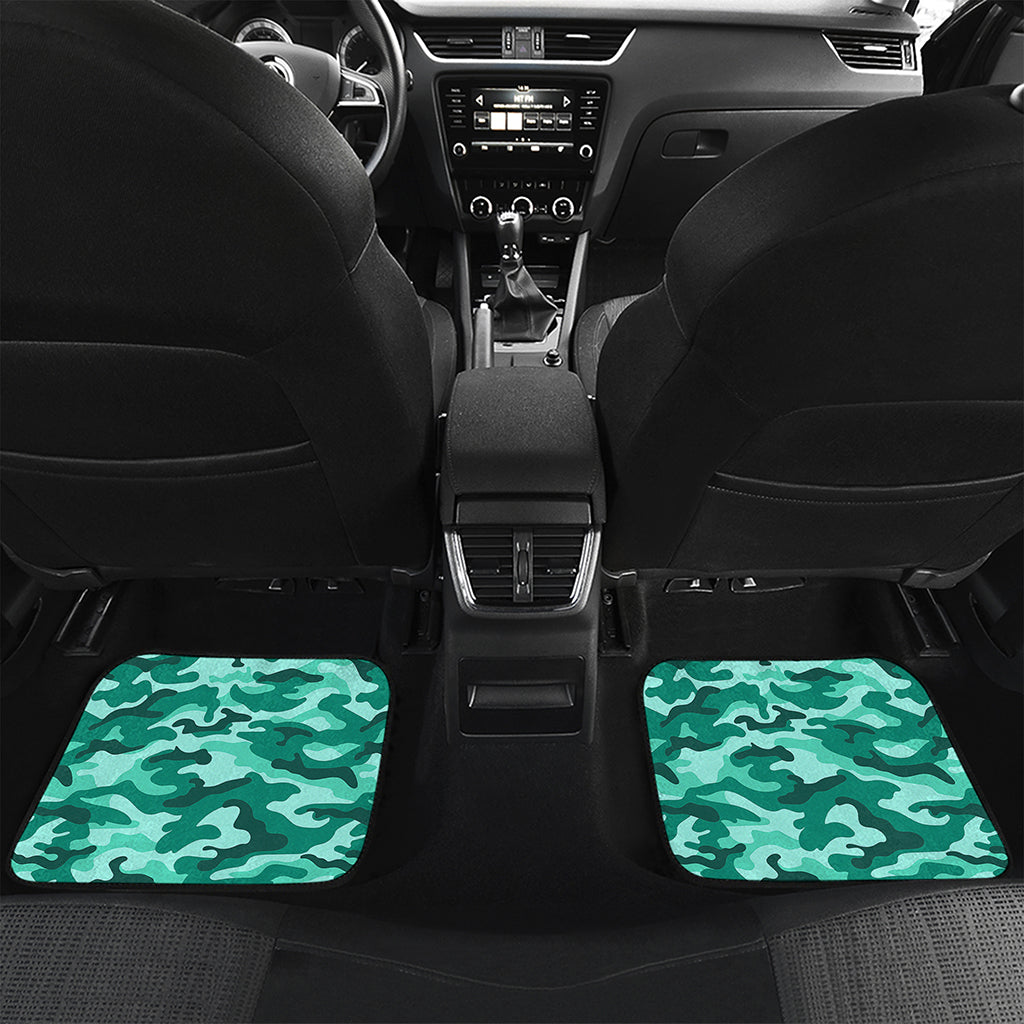Teal Camouflage Print Front and Back Car Floor Mats