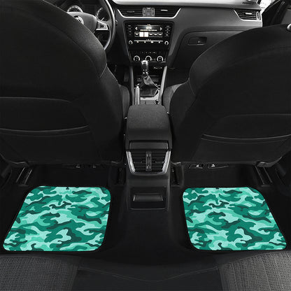 Teal Camouflage Print Front and Back Car Floor Mats
