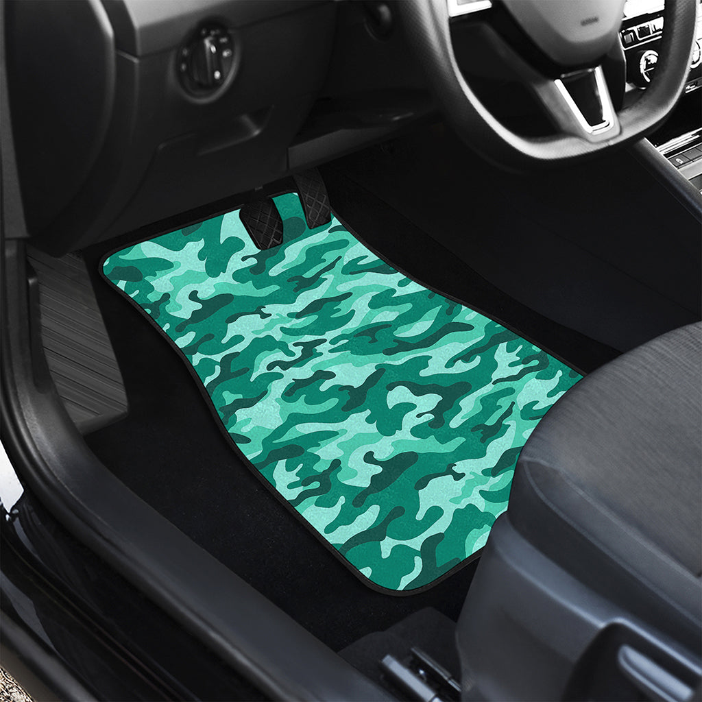 Teal Camouflage Print Front and Back Car Floor Mats