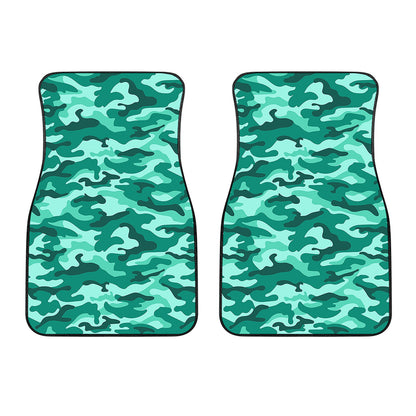 Teal Camouflage Print Front Car Floor Mats